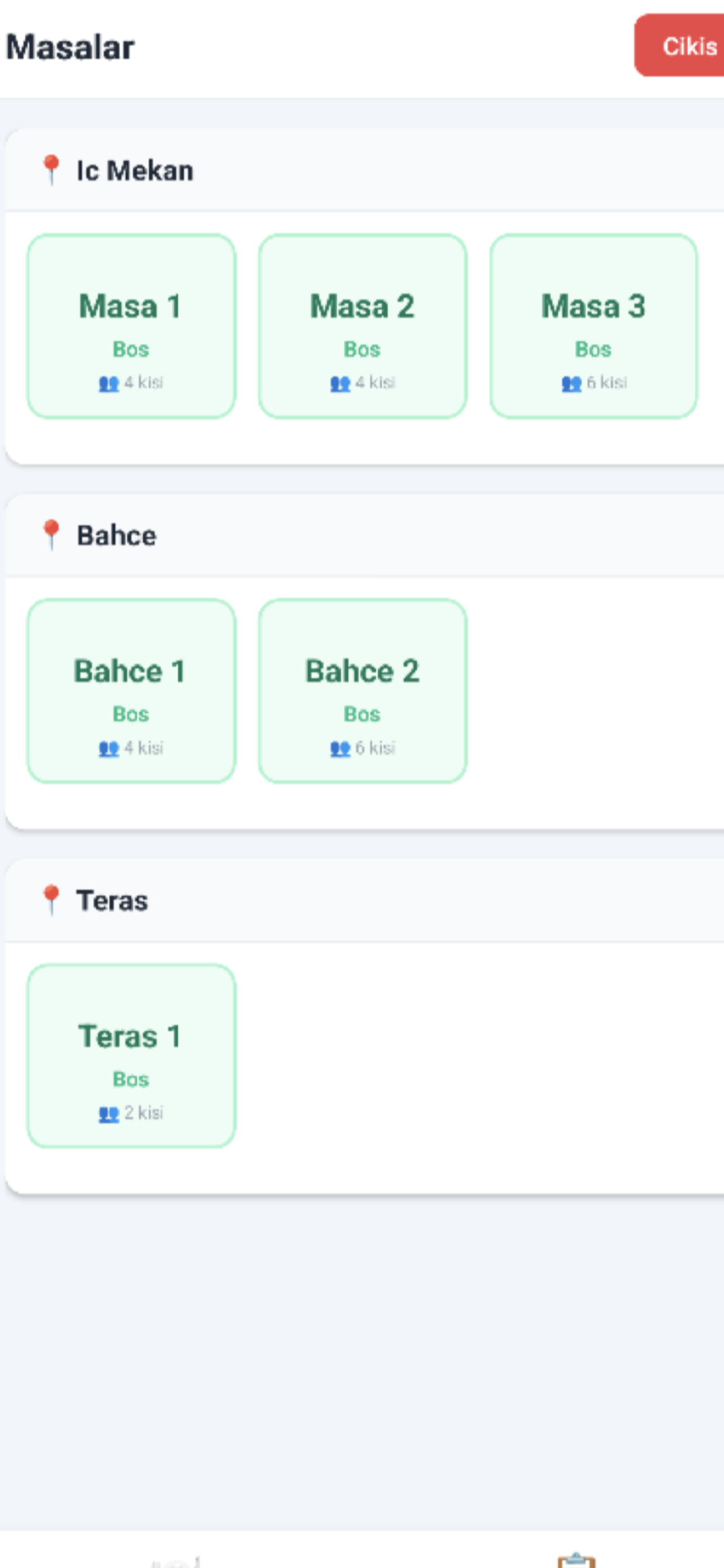Garson Uygulamasi - Masa Yonetimi