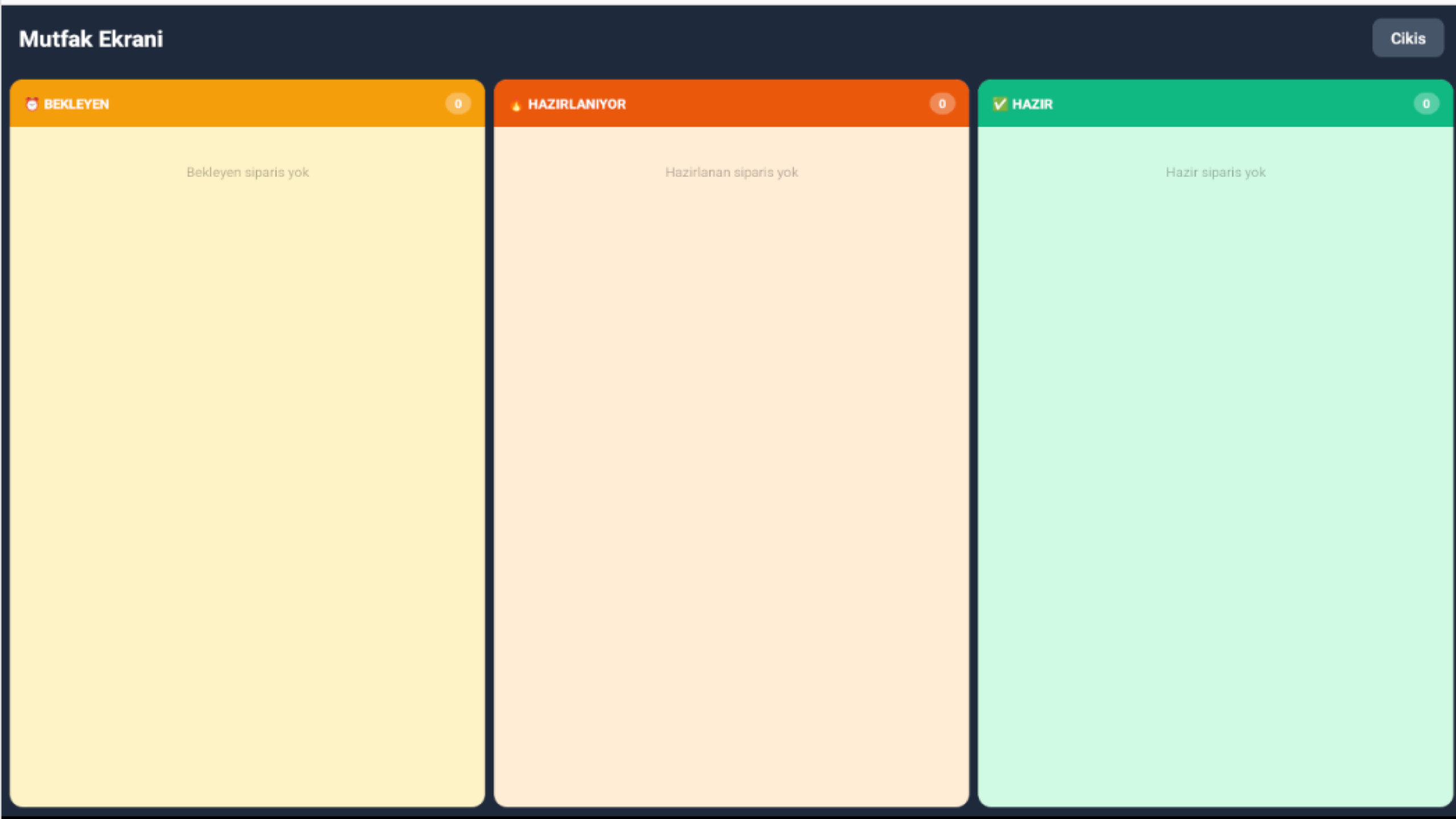 Mutfak Ekrani - Kanban