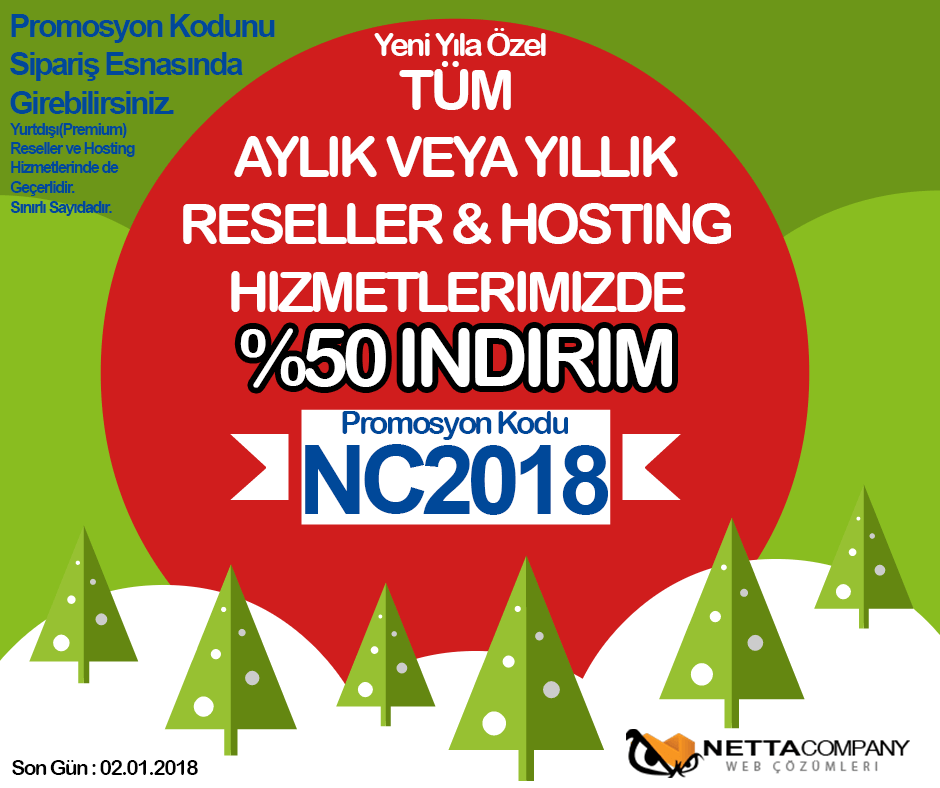 2018’e Özel Tüm Hizmetlerimiz Yarı Fiyatında Netta’da!